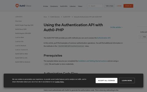 Using the Authentication API with Auth0-PHP