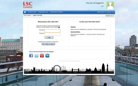 LSC,London: Login to the site