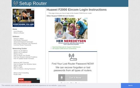 Login to Huawei F2000 Eircom Router - SetupRouter