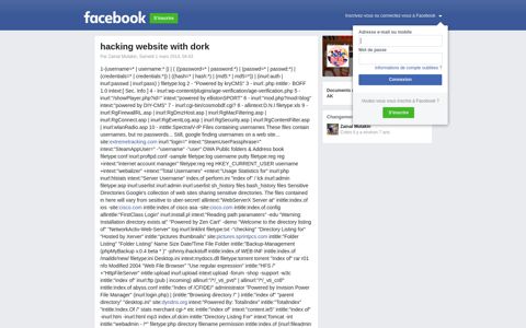 hacking website with dork | Facebook