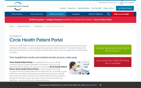 Circle Health Patient Portal // Lowell General Hospital