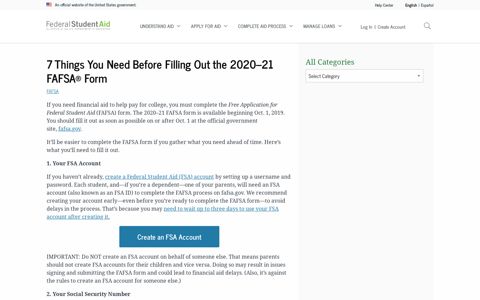 7 Things You Need Before Filling Out the 2020–21 FAFSA ...