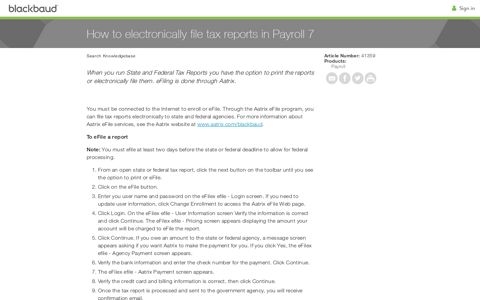How to electronically file tax reports in Payroll 7 - Blackbaud ...