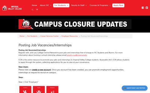Posting Job Vacancies/Internships - Employer Resources ...