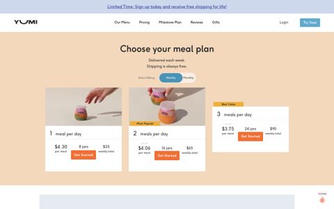 Baby Food Reimagined - Pricing - Yumi