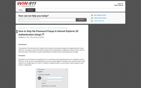 Stop Password popup in Internet Explorer : WIN-911 Support