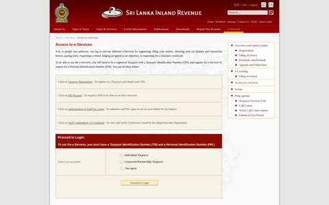 Access To e-Services - Inland Revenue Department
