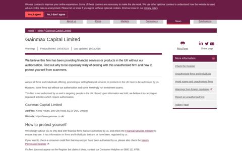 Gainmax Capital Limited | FCA