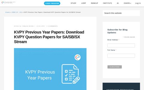 KVPY Previous Year Papers: Get KVPY Question Papers For ...