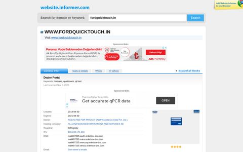 fordquicktouch.in at WI. Dealer Portal - Website Informer