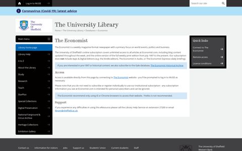 Economist - Databases - The University Library - The ...