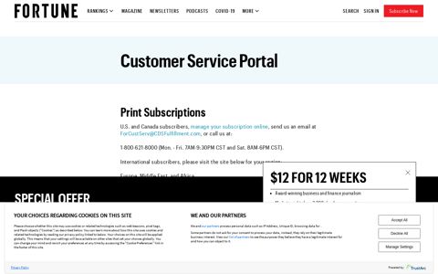 Customer Service Portal | Fortune