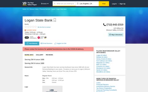 Logan State Bank 125 Willow Rd, Missouri Valley, IA 51555 ...