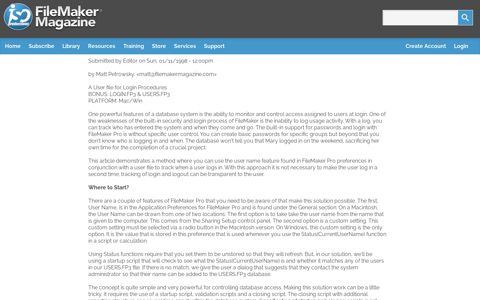 Logging User Activity - ISO FileMaker Magazine
