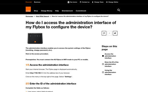 How do I access the administration interface of my Flybox to ...