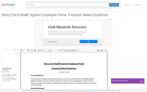Henry Ford Health System Employee Portal. Frequent Asked ...