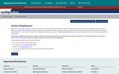 NYSHIP Online Login - Civil Service Department