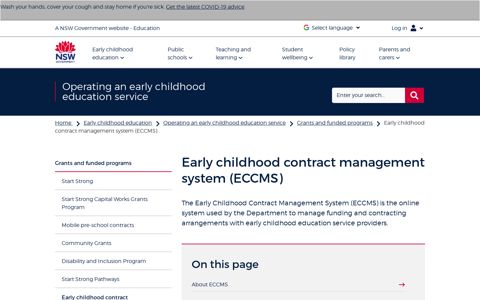 Early childhood contract management system (ECCMS)