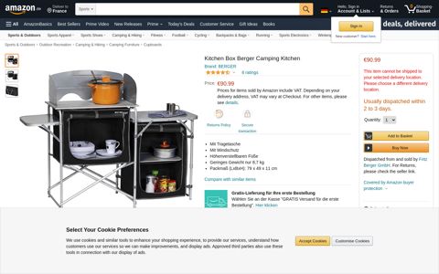 Kitchen Box Berger Camping Kitchen: Amazon.de: Sport ...