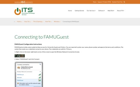 Connecting to FAMUGuest - Information ... - FAMU ITS