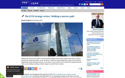 The ECB strategy review: Walking a narrow path | VOX, CEPR ...