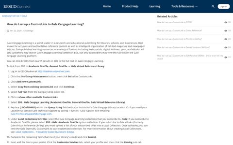 How do I set up a CustomLink to Gale Cengage Learning?