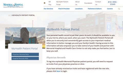 MyHealth Patient Portal | Memorial Hospital and Health Care ...