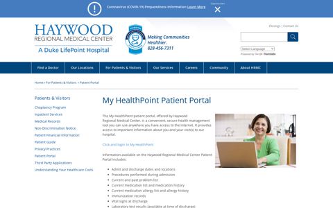 HealthPoint Patient Portal | Haywood Regional Medical Center