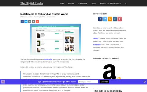 Instafreebie to Rebrand as Prolific Works | The Digital Reader