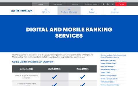 Digital and Mobile Banking Services - First Horizon Bank