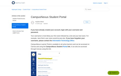 CampusNexus Student Portal – Nightingale College