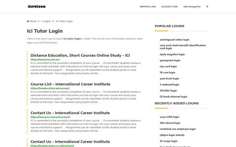 Ici Tutor Login ❤️ One Click Access