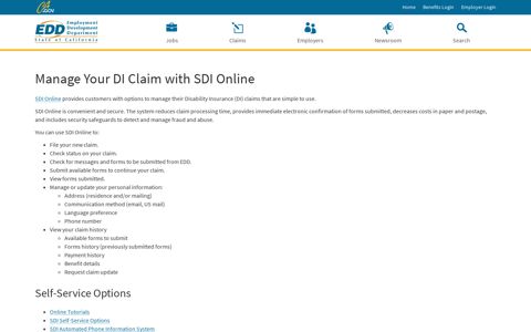 Manage Your DI Claim with SDI Online - EDd - CA.gov