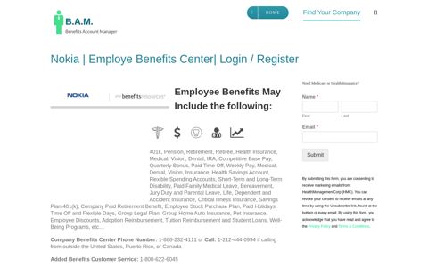 Nokia | Employe Benefits Center| Login / Register
