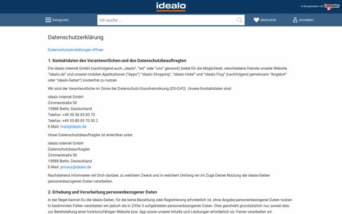 Datenschutzerklärung - idealo internet GmbH