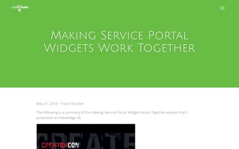 Making Service Portal Widgets Work Together | CodeCreative ...