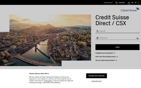 Login - Credit Suisse Direct / CSX