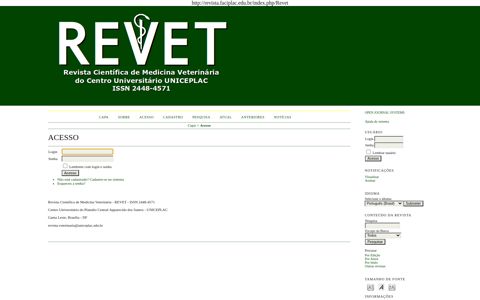 Revet - Revista Científica de Medicina Veterinária - FACIPLAC