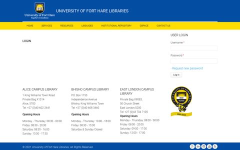 Login | University of Fort Hare Libraries