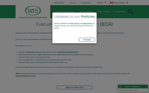 Evaluations for Immigration (ECA) - World Education Services