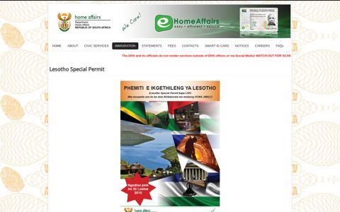 Lesotho Special Permit - Department of Home Affairs
