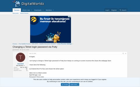 Changing a Telnet login password via Putty | Digitalworldz