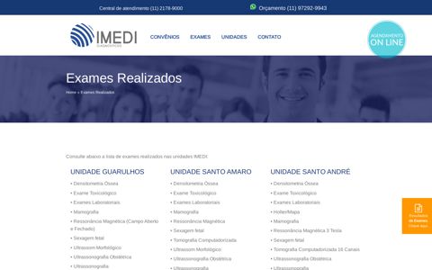 Exames Diagnostico - IMEDI Diagnósticos