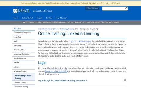 Online Training: LinkedIn Learning - DePaul University, Chicago
