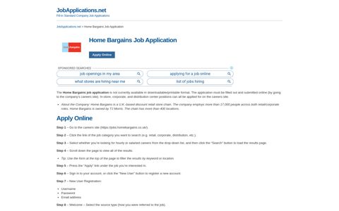 Home Bargains Job Application - Apply Online