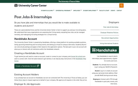 Post Jobs & Internships | University Career Center - UT Dallas ...