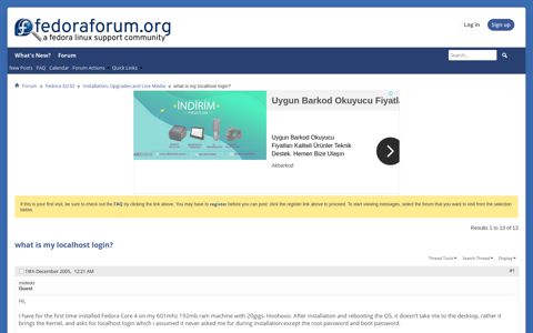 what is my localhost login? - Fedora Forum