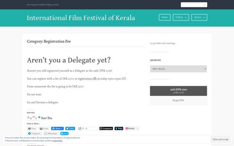 Registration Fee – International Film Festival of Kerala