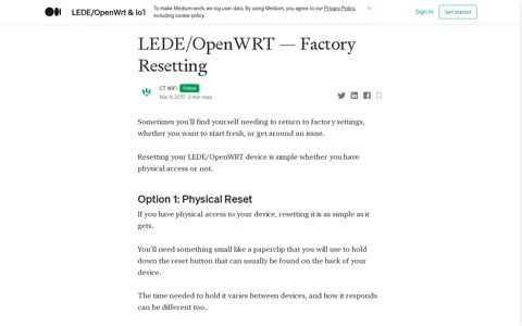 LEDE/OpenWRT — Factory Resetting. Sometimes you'll find ...
