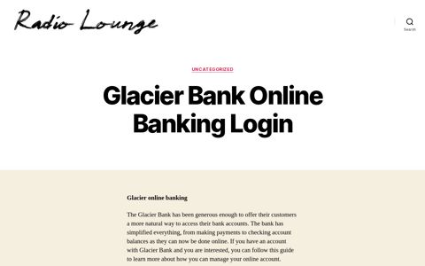 Glacier Bank Online Banking Login – Radio Lounge